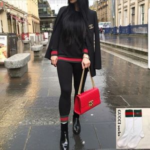 Authentic GUCCI socks striped green red white